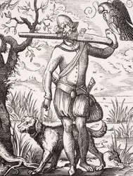 Egy német solymász, Jost Amman (1539-91) metszete nyomán Paul Lacroix (1806-84) "Le Moyen Age et La Renaissance" című művéből, 1847-ben jelent meg.